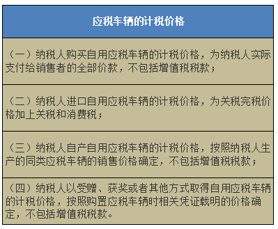 应税车辆的计税价格